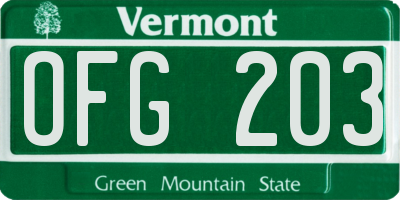 VT license plate OFG203
