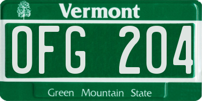 VT license plate OFG204