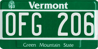 VT license plate OFG206