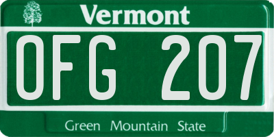 VT license plate OFG207
