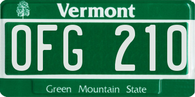 VT license plate OFG210