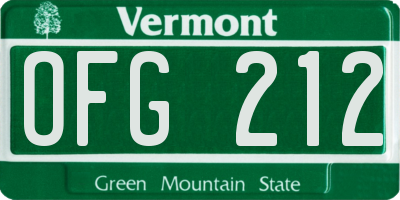 VT license plate OFG212
