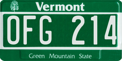 VT license plate OFG214