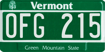 VT license plate OFG215