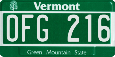 VT license plate OFG216