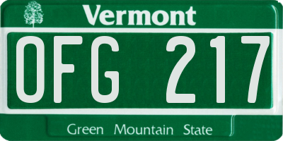 VT license plate OFG217