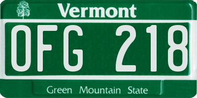 VT license plate OFG218