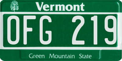 VT license plate OFG219