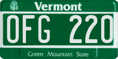 VT license plate OFG220