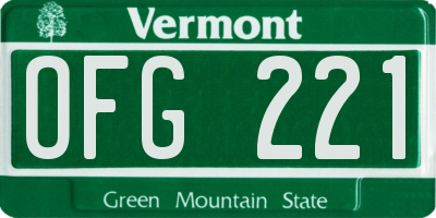 VT license plate OFG221