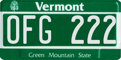 VT license plate OFG222