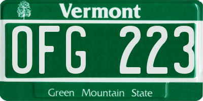 VT license plate OFG223
