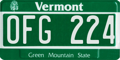 VT license plate OFG224