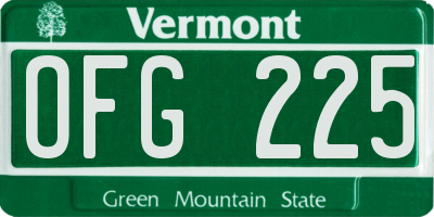 VT license plate OFG225