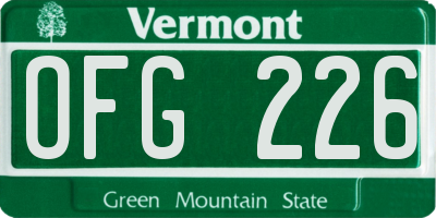 VT license plate OFG226