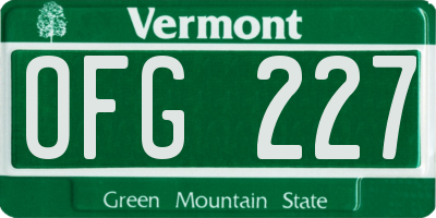 VT license plate OFG227