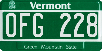 VT license plate OFG228