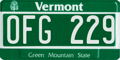 VT license plate OFG229