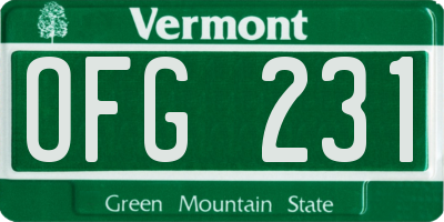 VT license plate OFG231