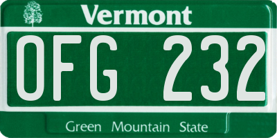 VT license plate OFG232