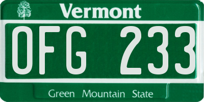 VT license plate OFG233