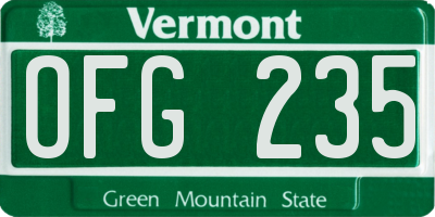 VT license plate OFG235