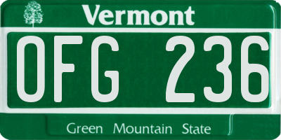 VT license plate OFG236