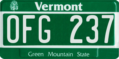 VT license plate OFG237