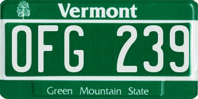 VT license plate OFG239