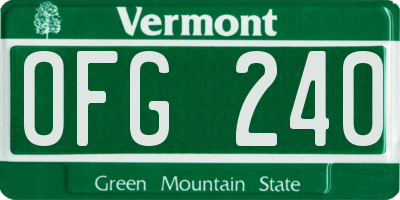 VT license plate OFG240