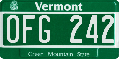VT license plate OFG242