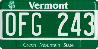 VT license plate OFG243