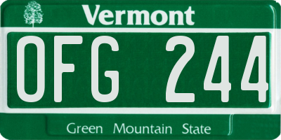VT license plate OFG244
