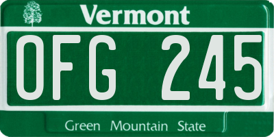 VT license plate OFG245