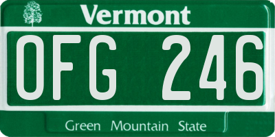 VT license plate OFG246
