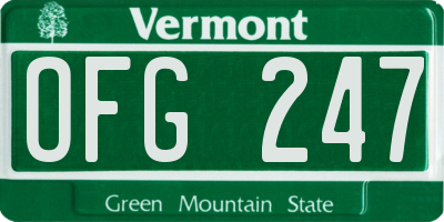 VT license plate OFG247