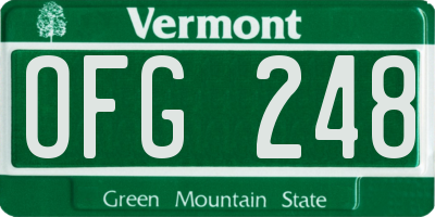 VT license plate OFG248