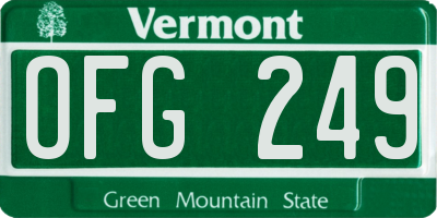 VT license plate OFG249