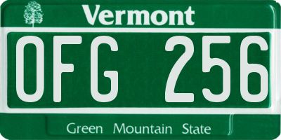 VT license plate OFG256