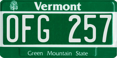 VT license plate OFG257