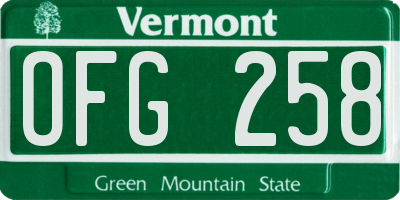 VT license plate OFG258