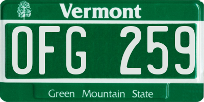 VT license plate OFG259