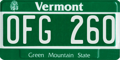 VT license plate OFG260