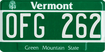 VT license plate OFG262