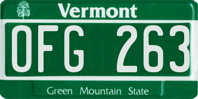 VT license plate OFG263