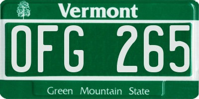 VT license plate OFG265