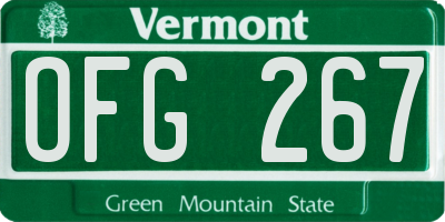 VT license plate OFG267