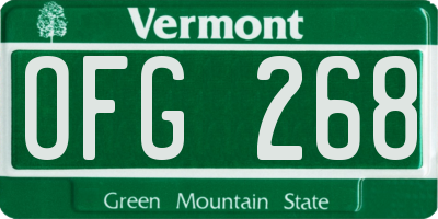 VT license plate OFG268