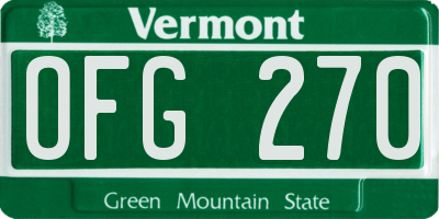 VT license plate OFG270