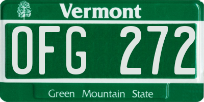 VT license plate OFG272
